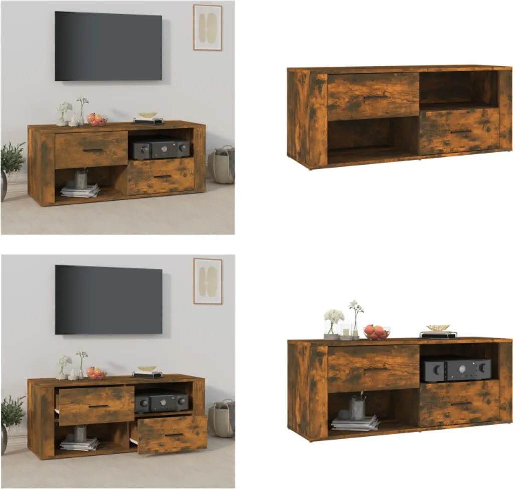 Mobile TV Industrial Rovere Fumé vidaXL 100x35x40cm | Top Design