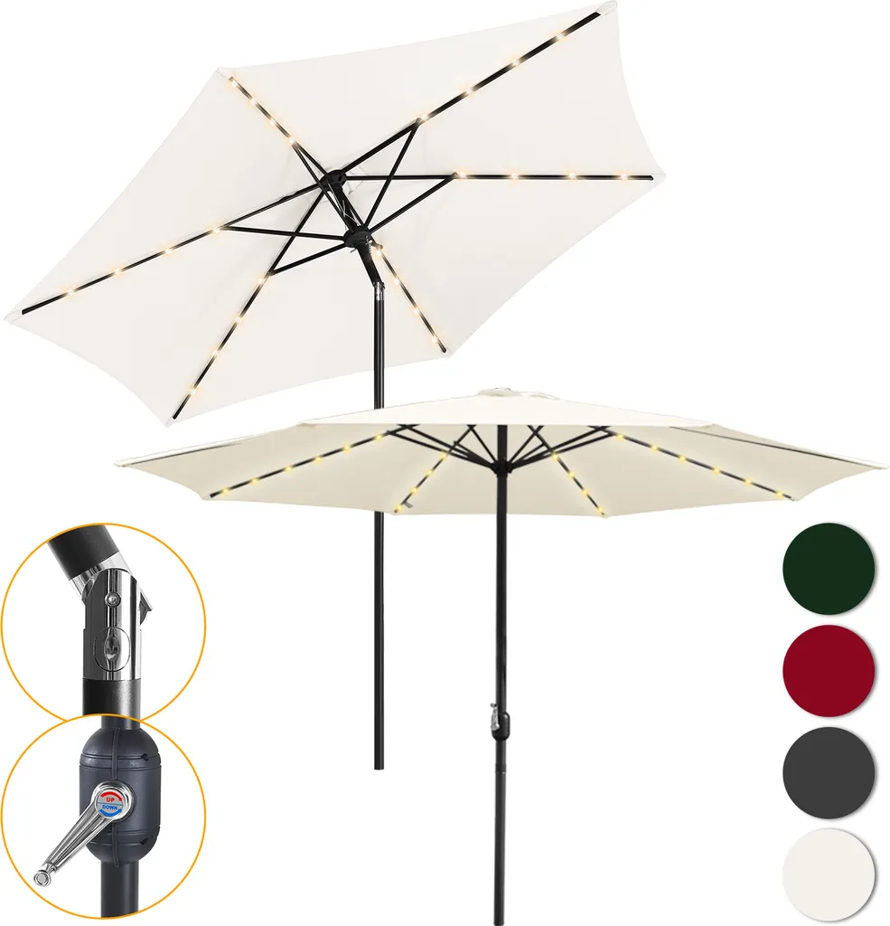 Ombrellone Clanmacy Ø2,7m LED | Ombrellone da Giardino 360° Beige