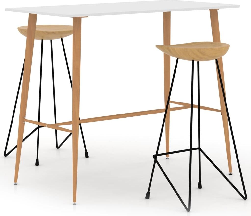 dkd-home-decor Bar-Set 3-tlg. Weiß Metall, MDF, Teakholz, Eisen 120 x 60 x 105 cm