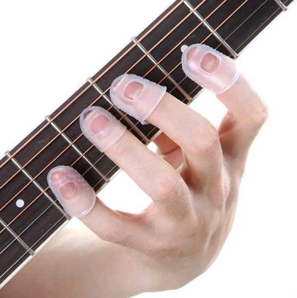 Stop aux douleurs de doigts guitare - Doigtiers silicone Taille L lot de 4