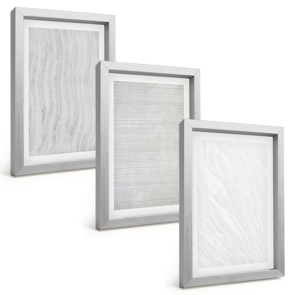 Bilder Set 3-teilig im silbergerahmten Rahmen – Wandbilder 3 Stück – gerahmte Poster für Wohnzimmer, Schlafzimmer und Flur – 20x30 cm – H...