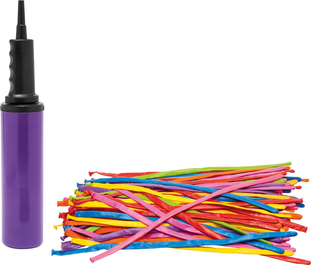 VBS Luftballons mit Luftballonpumpe Modellierballons "Bunt", 100 Stück