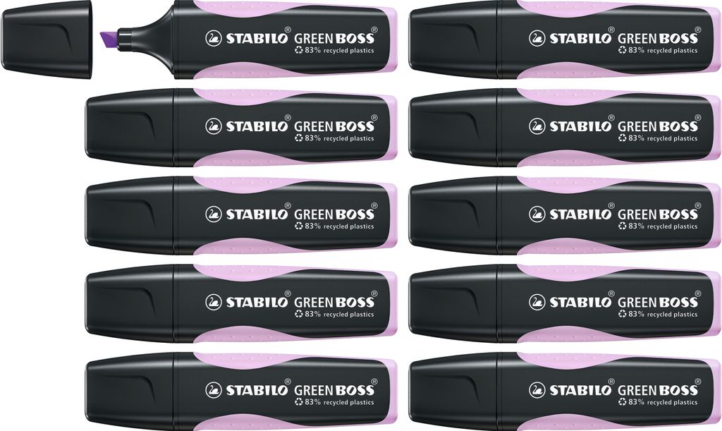 STABILO Umweltfreundlicher Textmarker - GREEN BOSS Pastel - Einzelstift - Schimmer von Lila Schimmer von Lila