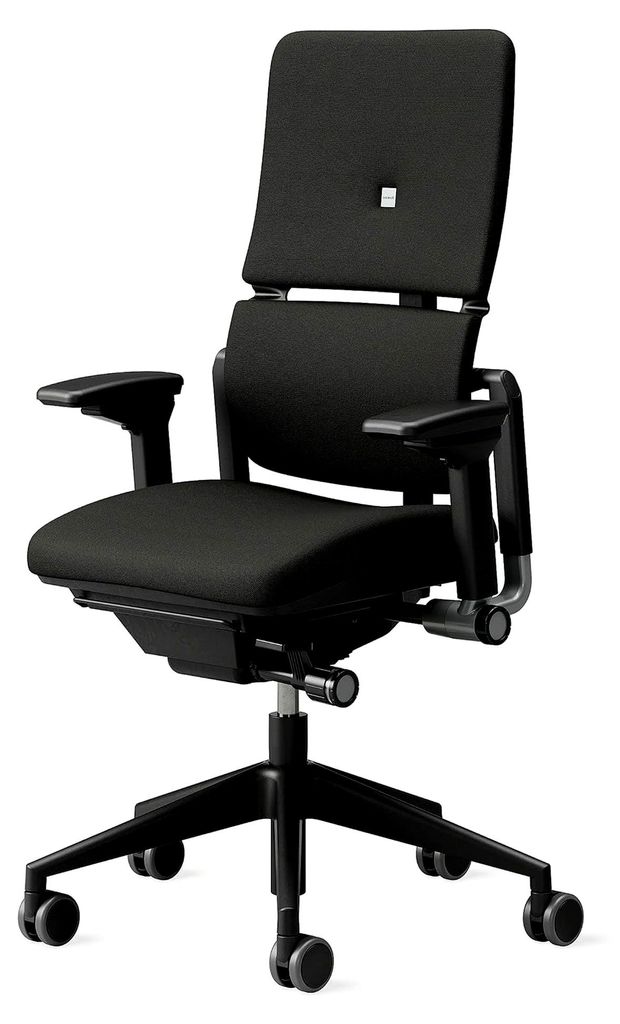 Ergonomischer Bürodrehstuhl mit höhenverstellbarer Lumbalstütze in Onyx Schwarz, 66 x 64 x 108