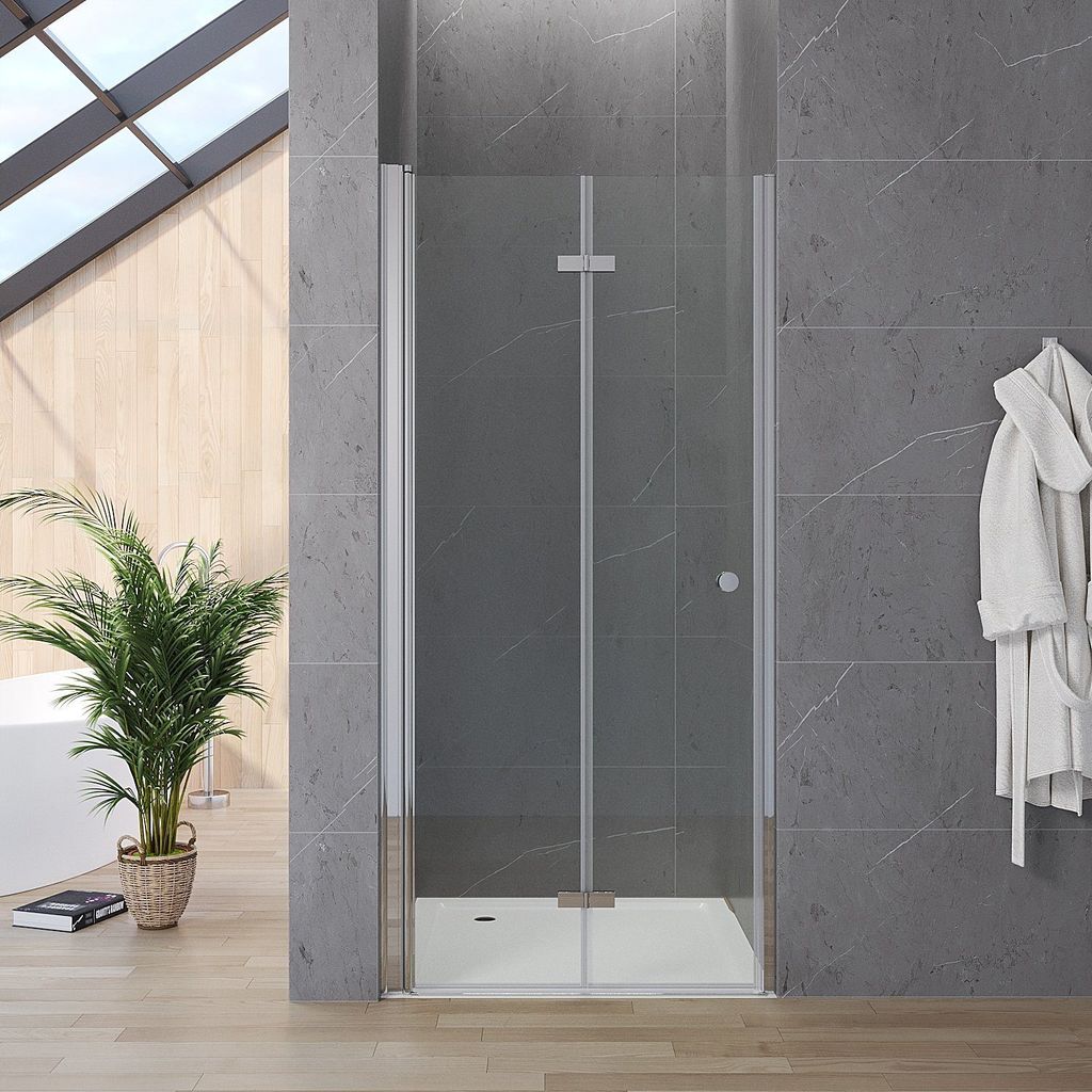 Duschabtrennung für Nische 70x187cm mit Wandausgleich Klarglas Chromoptik