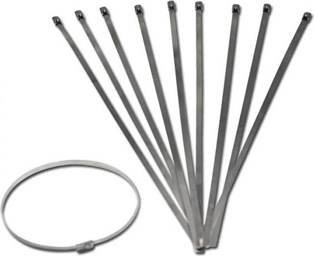 Kabelbinder Edelstahl (316), 1 Set = 10 Stück, Maße: B: 4,6mm x L: 300mm x H: 0,25mm