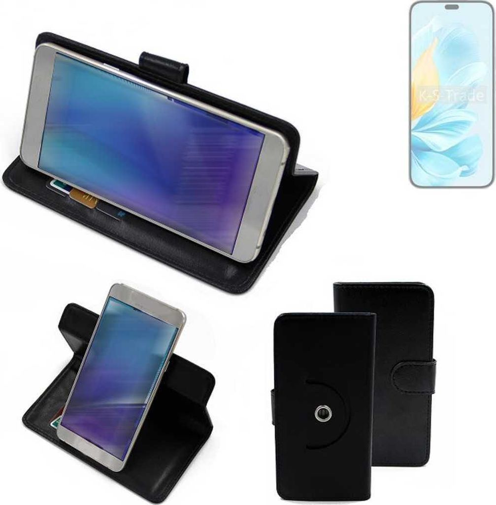K-S-Trade Case Schutzhülle Handyhülle kompatibel mit Honor 200 Lite Flipcase Smartphone Cover Handy Schutz Tasche Klapphülle Walletcase schwarz