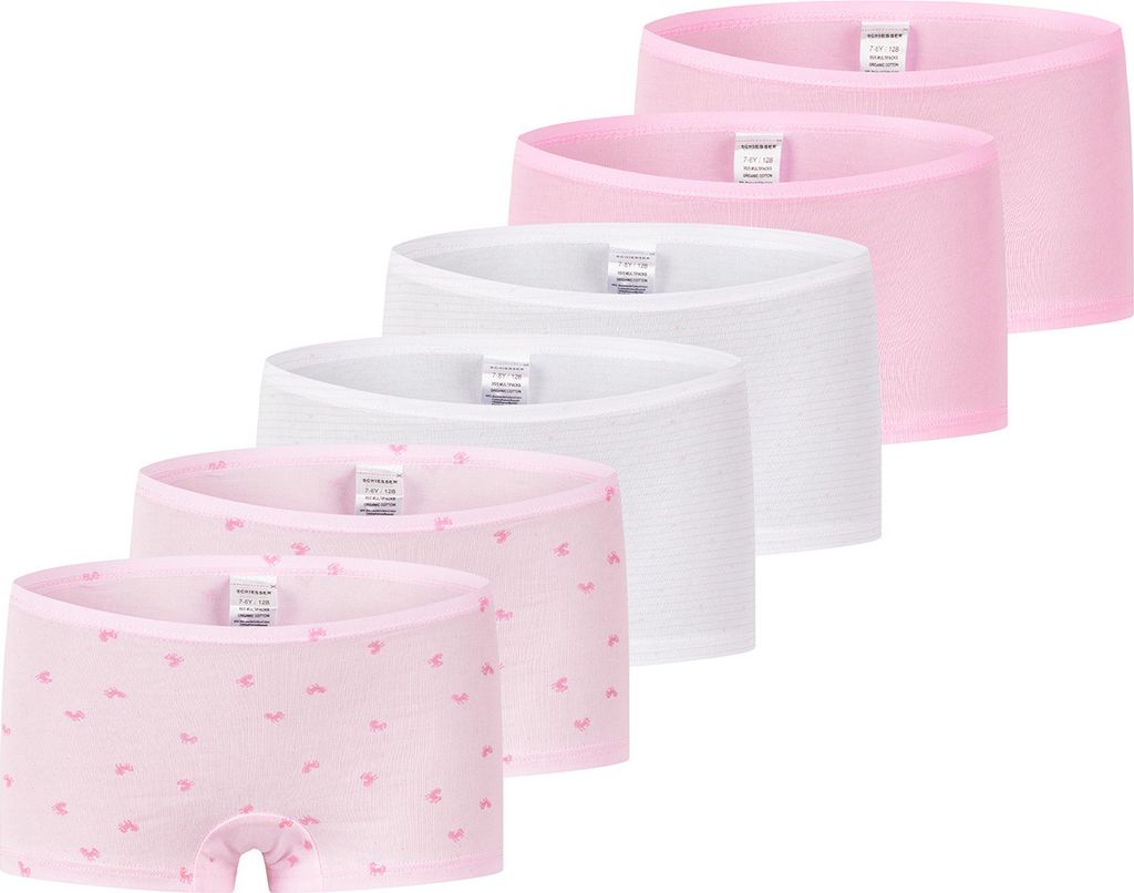 Schiesser 6er Pack Kids Girls 95/5 Organic Baumwolle Short Slip Extra bequemer Softbund - ohne Zwicken und Kneifen, Komfortabler Beinausschnitt, El...
