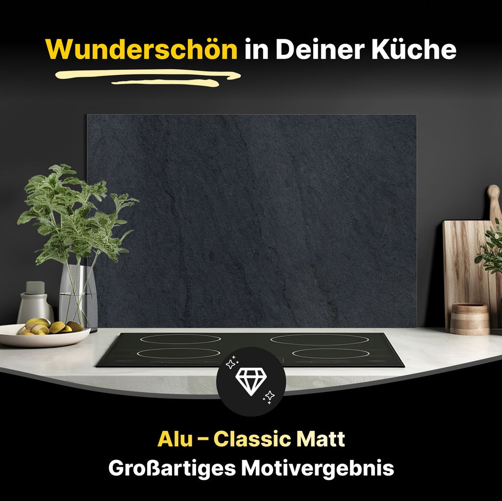 Spritzschutz Küchenrückwand aus Aluminiumverbund in Matt 60 x 50 cm Dunkelgrauer Schiefer