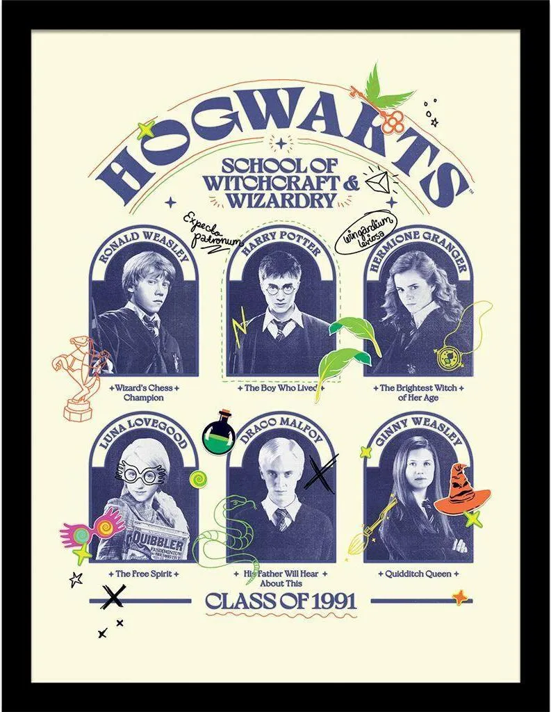 Harry Potter Poster Incorniciato Classe 1991 PM8893 40x30cm Bianco