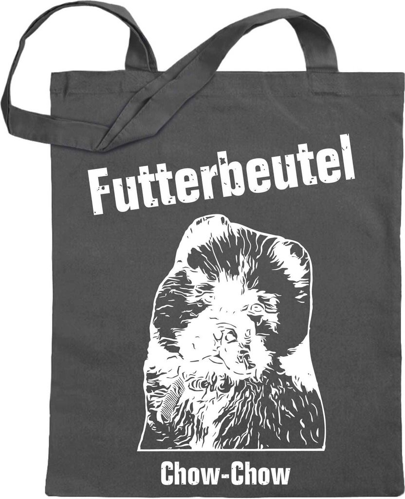 Kiwistar Futterbeutel - Chow-Chow - Einkaufsbeutel mit Motiv Hund - Jutebeutel bedruckt - Tragetasche Stoffbeutel Umhängetasche Langer Henkel - Be...