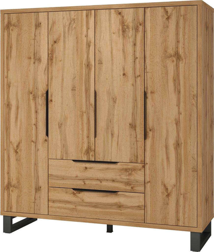 Kleiderschrank Halle 20 Schrank 191X210X60 Cm 4 Türen 2 Schubladen Wotan Eiche