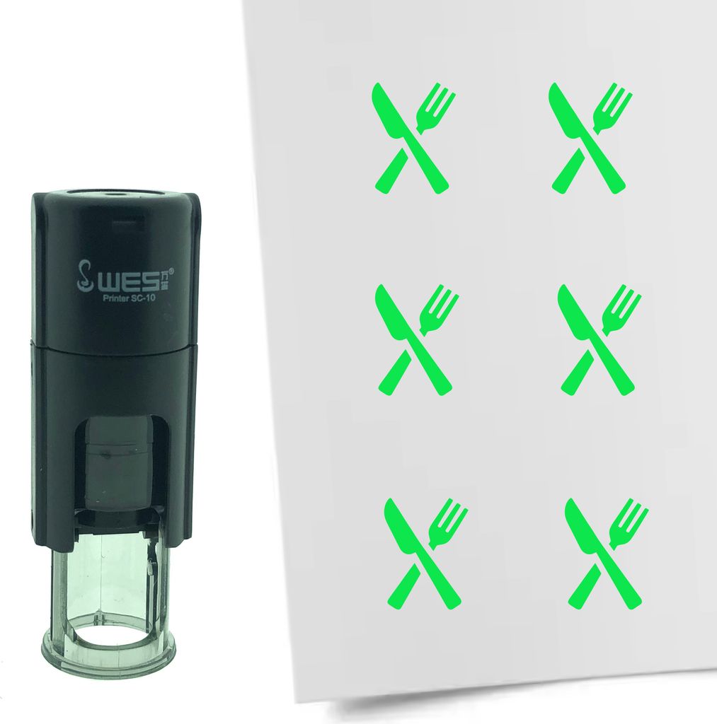CombiCraft Selbstfärbender Stempel 'Besteck' in der Farbe Grün, Ø10mm