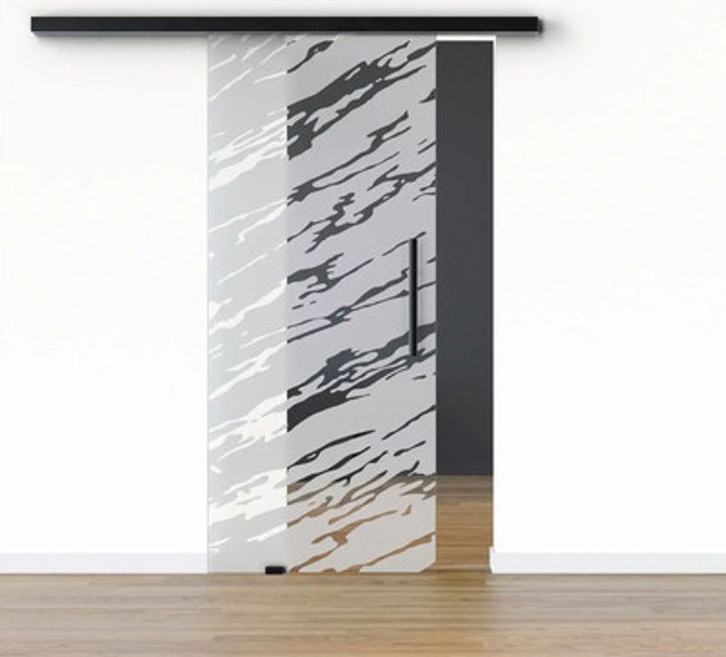 Pertura Glasschiebetür Komplettset Glera Vision 02 775x2175 mm Links inkl.Beschlag Selir Aluminium schwarz,Stangengriff