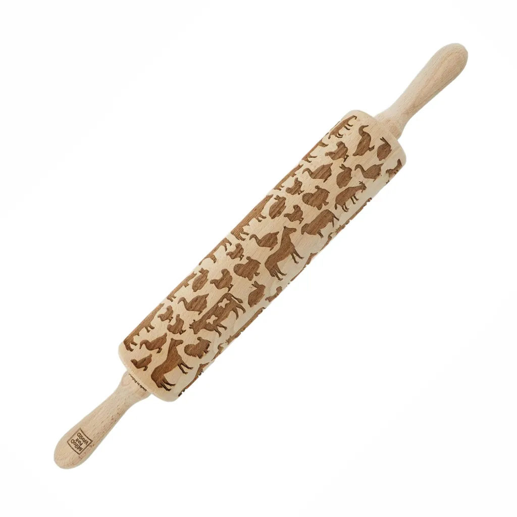 Mattarello inciso MoodForWood Farmer 43cm | Legno di Faggio Naturale