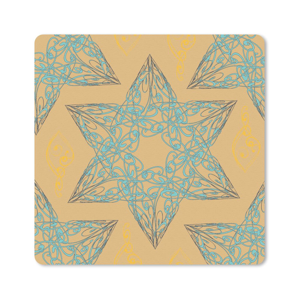 MuchoWow Mauspad Mousepad Weihnachtsstern - Blau - Gelb - Weihnachten 30x30 cm - Mousepads - Maus Mat - Pad - Mausunterlage - Gaming