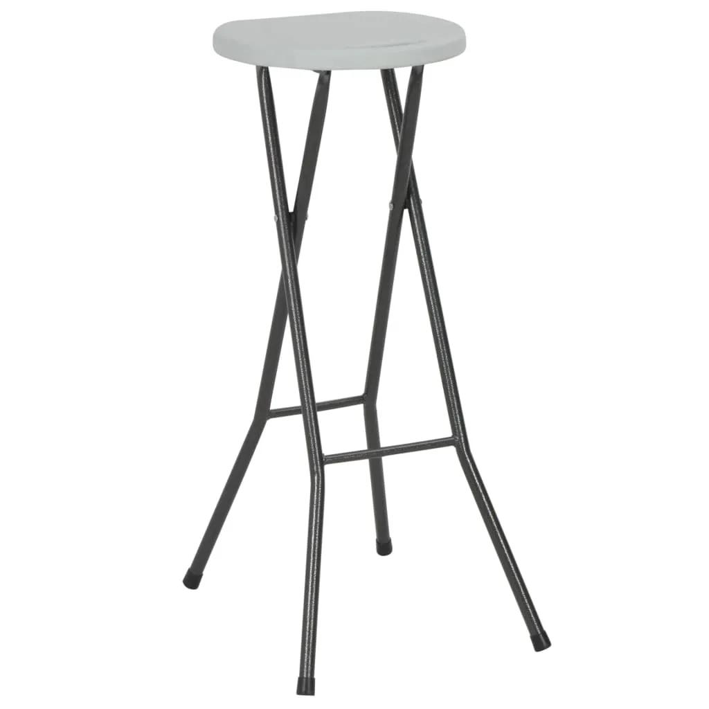vidaXL Tabouret de bar pliable 2 pcs en PEHD et acier blanc robuste