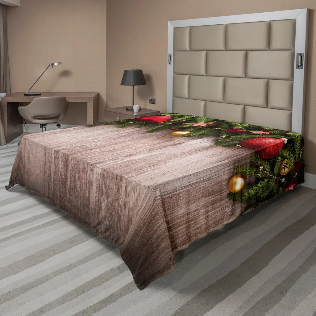 Lenzuolo Natale Rustico ABAKUHAUS - Stelle e Legno per Letto Matrimoniale