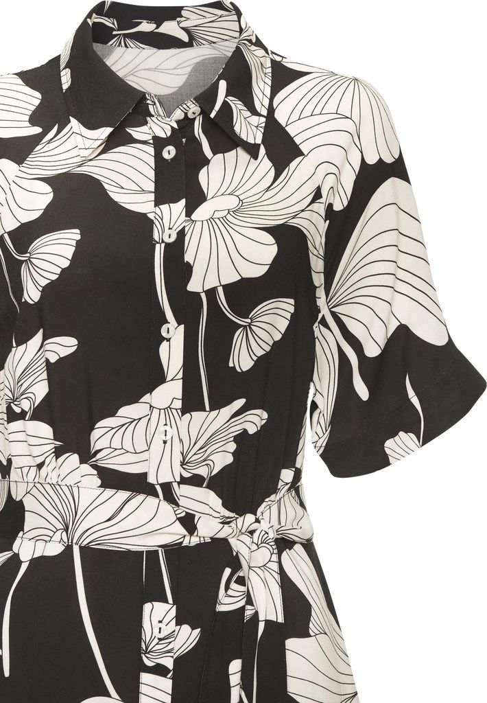 VIVANCE Hemdblusenkleid schwarz-sand bedruckt Größe 34