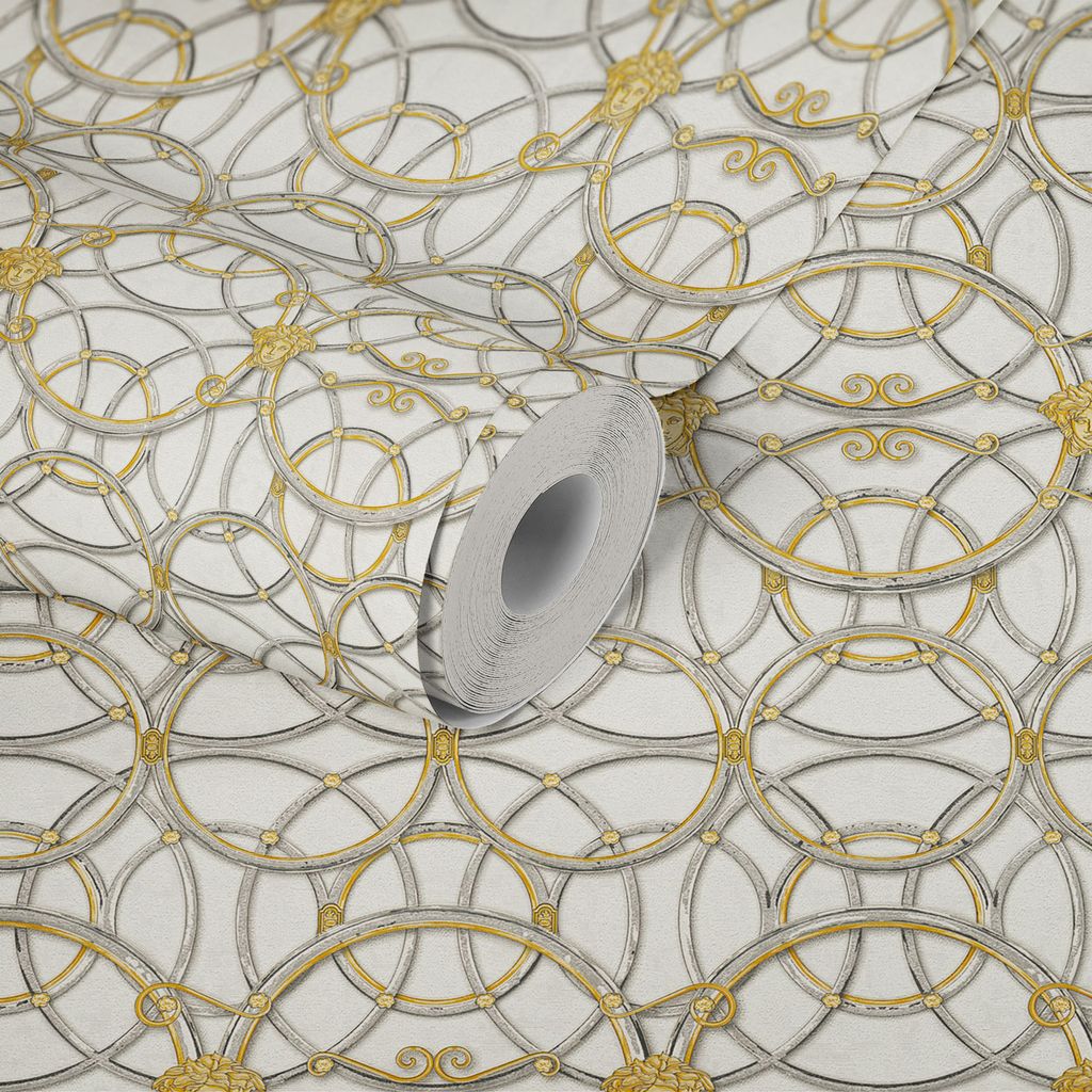 Złota, miedziana, szara, srebrna tapeta z włókniny VERSACE Zdjęcie produktu 