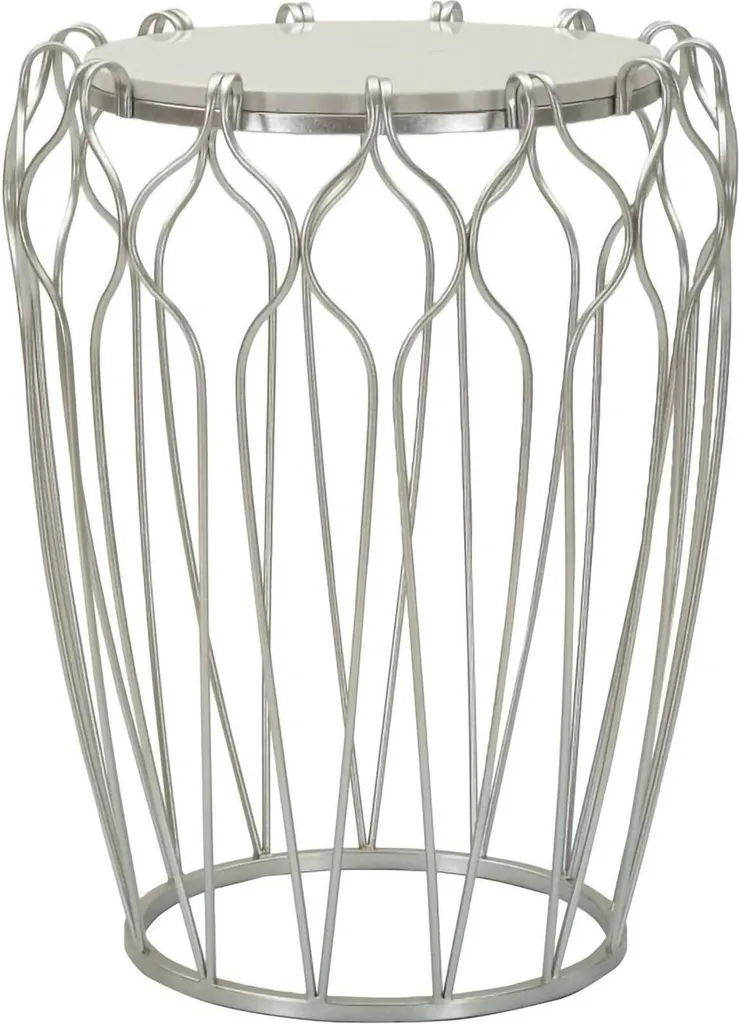 Table Basse Argentée avec Porte-revues Châteaux, Guéridon de Salon 62h