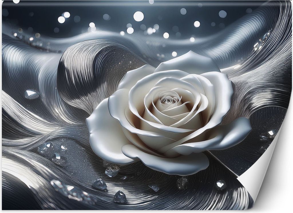 Vlies fototapete 3D-Rosenblüte abstrakt 200x140 cm Feeby Silber inkl. Kleber einfache Montage
