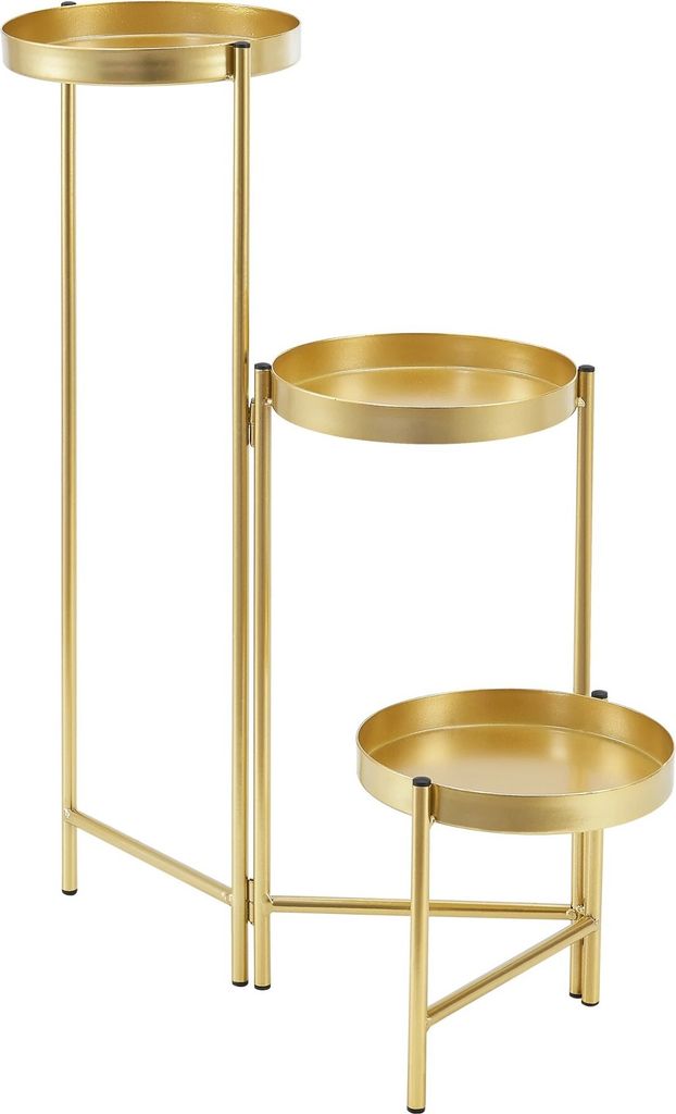 In And OutdoorMatch Blumentopf Genesis - On Standard - Metall - 60 x 60 x 18 cm - mit 3 Tabletts - modernes Design - Messing