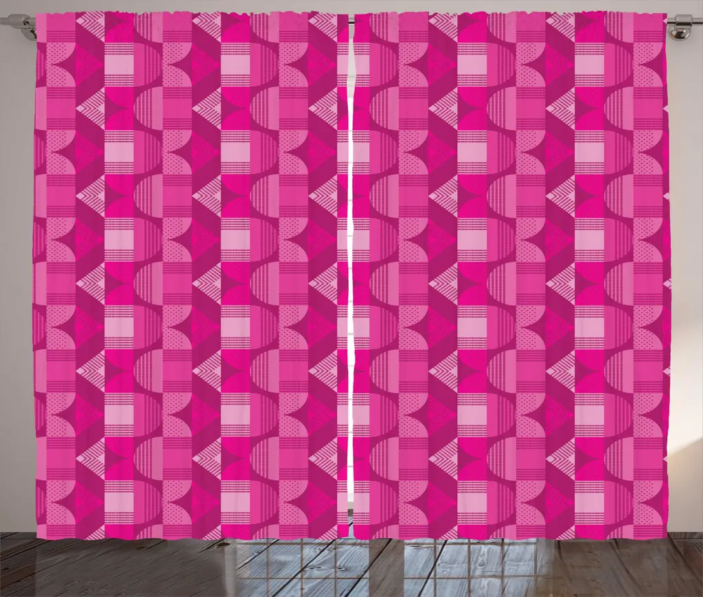 Rideau à fronces pour chambre - Voilage occultant abstrait 280x225 cm rose