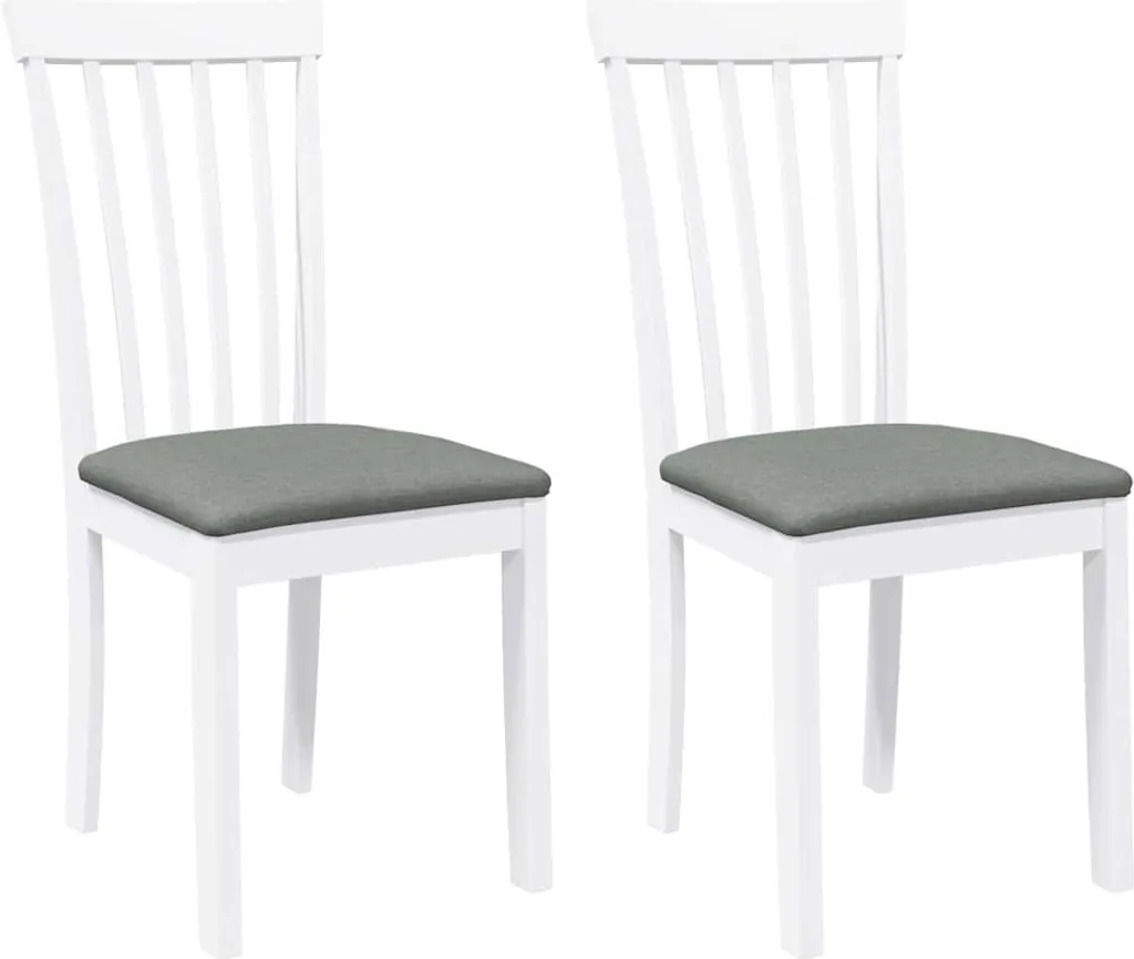 vidaXL Sedie da Pranzo 2pz Legno Massello di Hevea Bianco Laccato