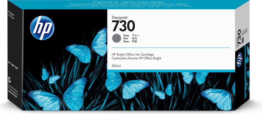 HP 730 300 ml Gray DesignJet Ink Cartridge Cartuccia Immagine del prodotto 