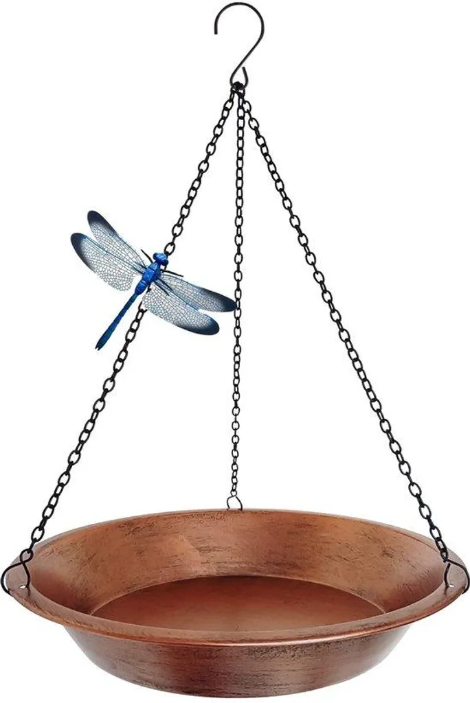 Bain d'oiseaux en cuivre avec chaînes de suspension 43 cm robustes