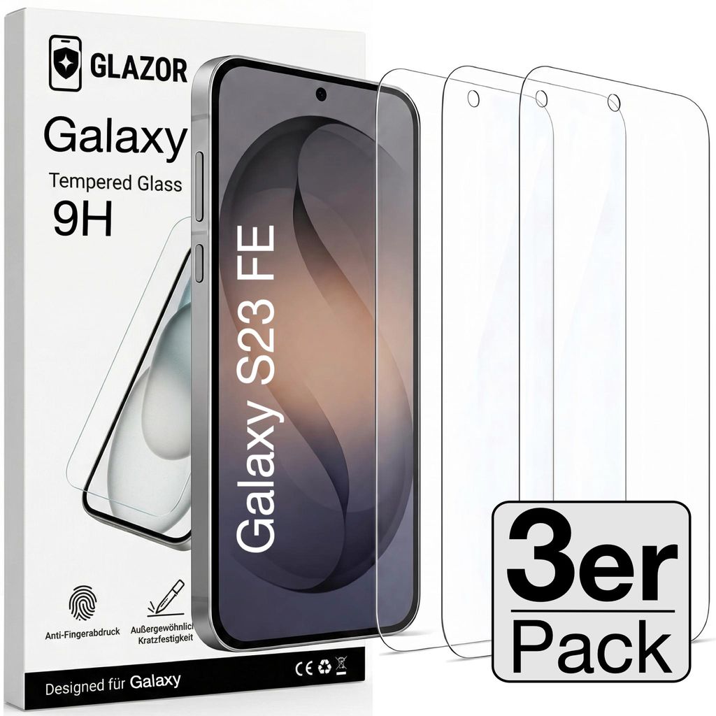 3x Galaxy S23 FE Panzerglas Panzerfolie Schutzglas Display Glas Schutzfolie 9H