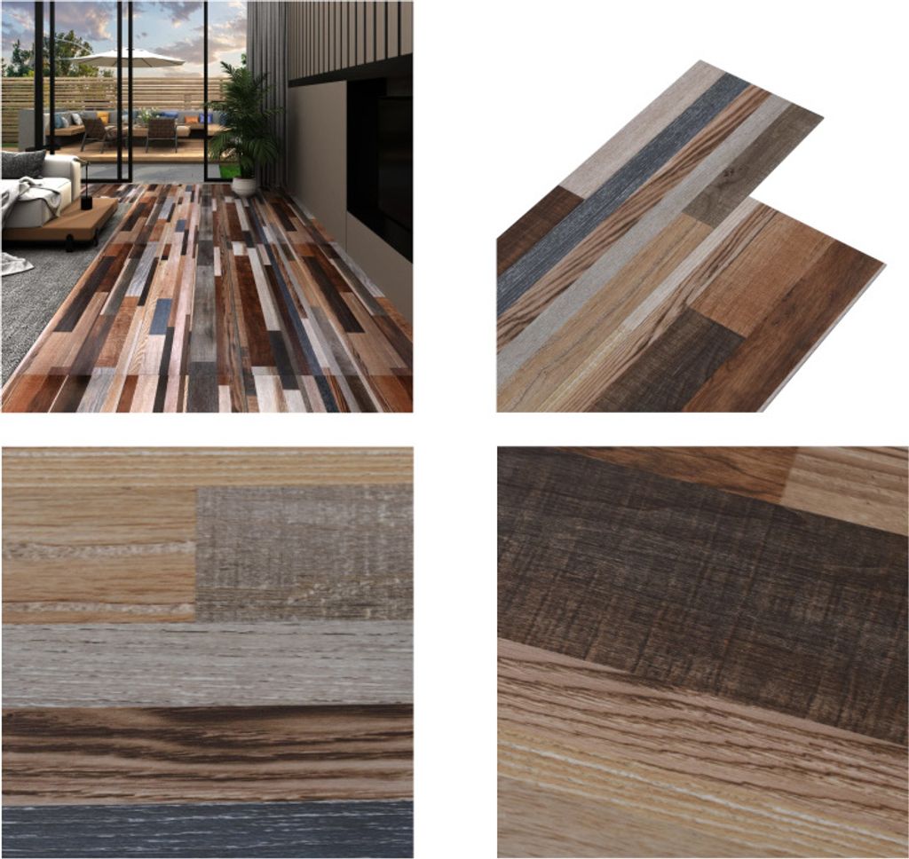 vidaXL PVC Fliesen Selbstklebend 5,21 m² 2 mm Mehrfarbig - PVC Bodenbelag - PVC Dielen - PVC Laminat - Laminatfußboden