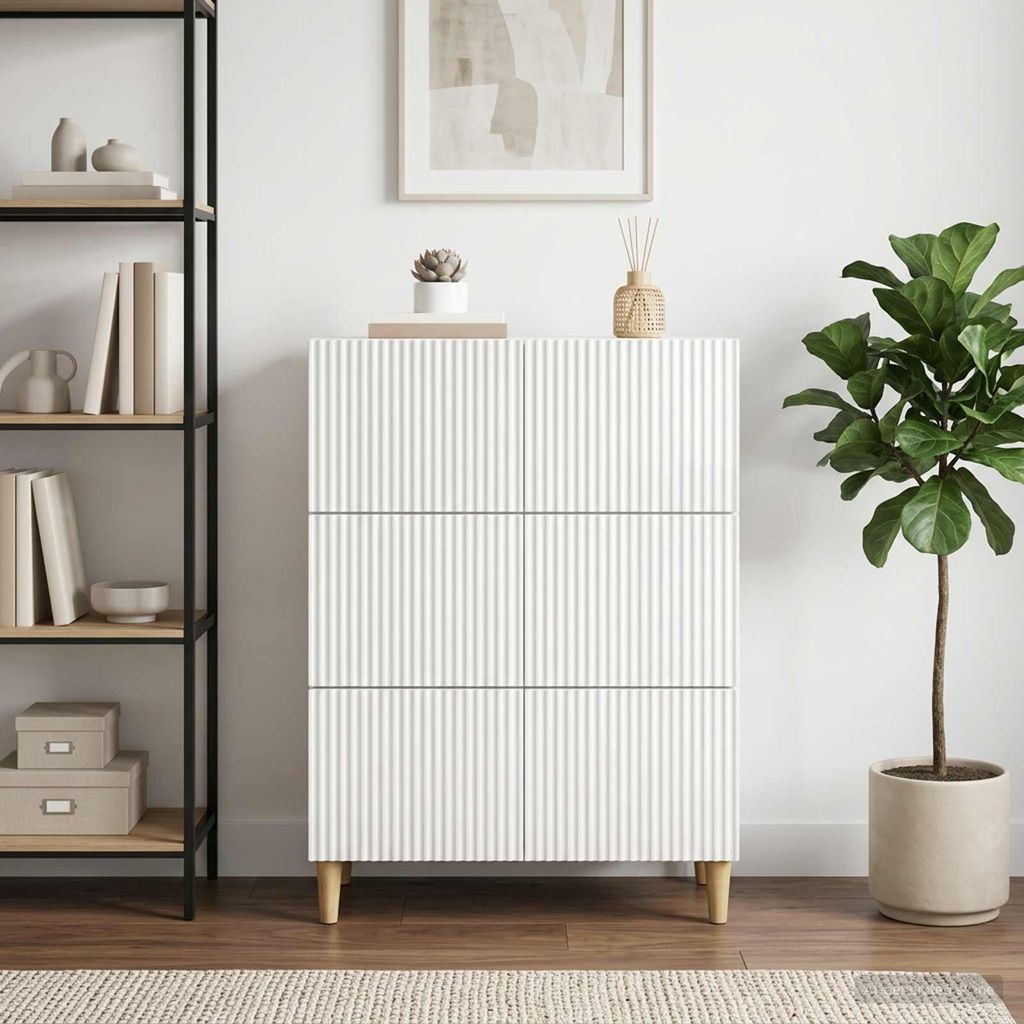 vidaXL Komoda s lesklým povrchom, biela, 66 x 34,5 x 90 cm Obrázok produktu 