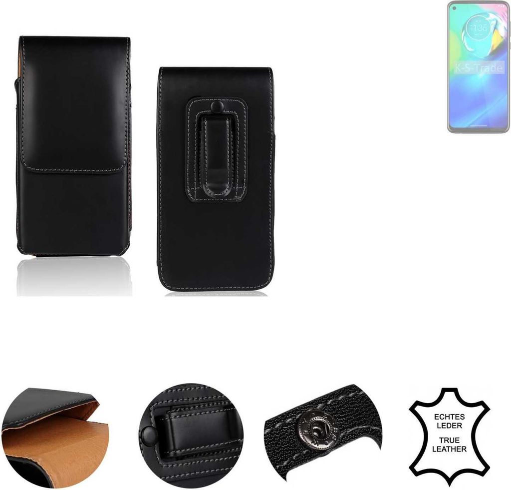 K-S-Trade Holster Gürteltasche Handy Hülle Schutzhülle kompatibel mit Motorola Moto G Power 5G Handyhülle Leder schwarz, 1x