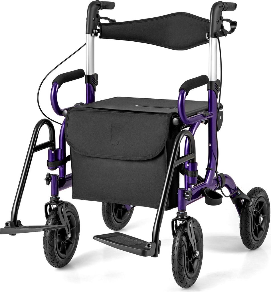 COSTWAY 2in1 rollator e sedia a rotelle pieghevole con Immagine del prodotto 