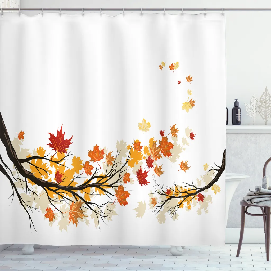 Tenda Doccia ABAKUHAUS 175x180 Antimuffa - Tessuto Lavabile Arancio