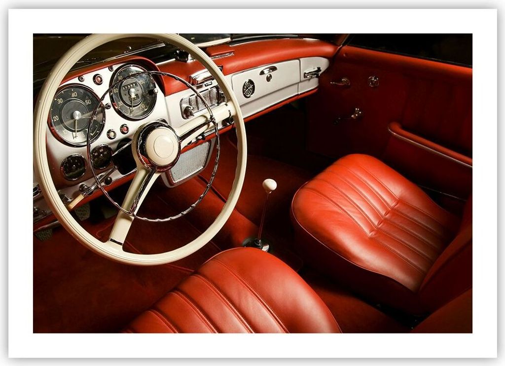 Poster - Poster ohne Rahmen - Auto Innenraum Klassisch - 70x50 cm - Wand Bild - Wanddeko - Wandbilder - Kunstposter - Wandposter - Bilder - Kunstdr...