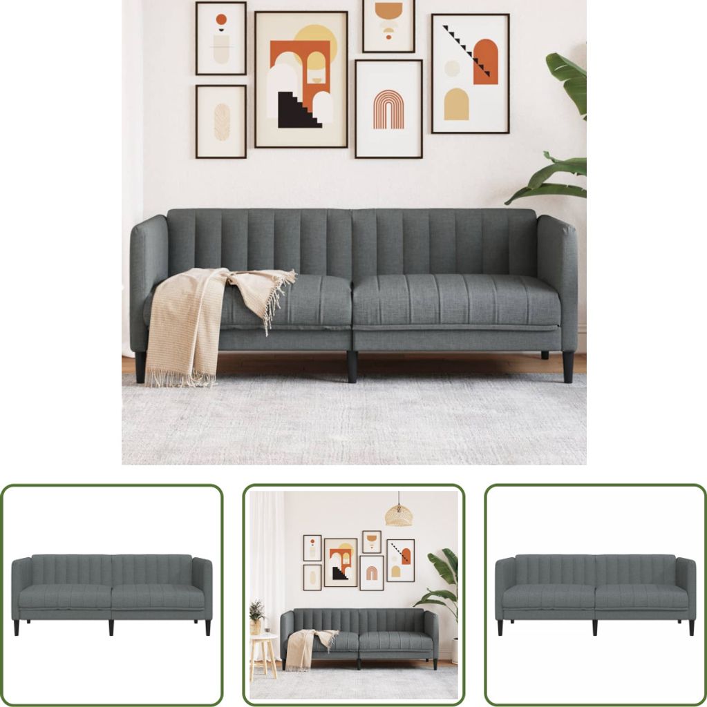 The Living Store Sofa 2-Sitzer Dunkelgrau Stoff