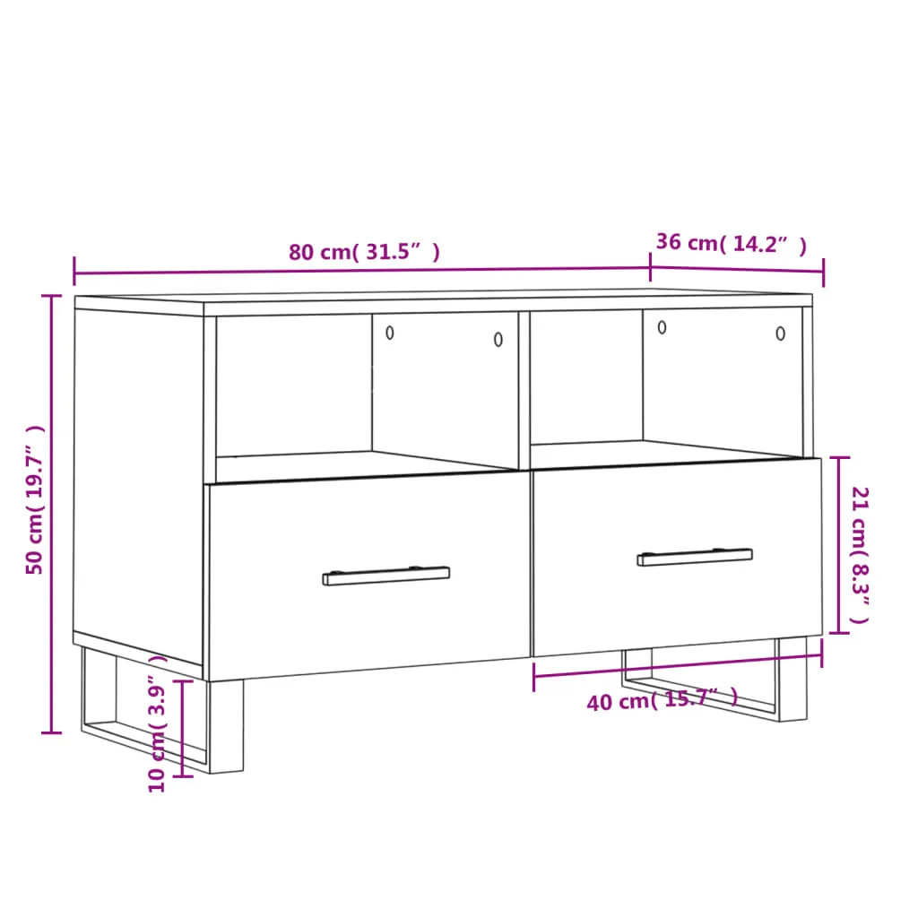 Mobile Porta TV Moderno Bianco 80x36x50 cm - Mobiletto Design Legno - 13