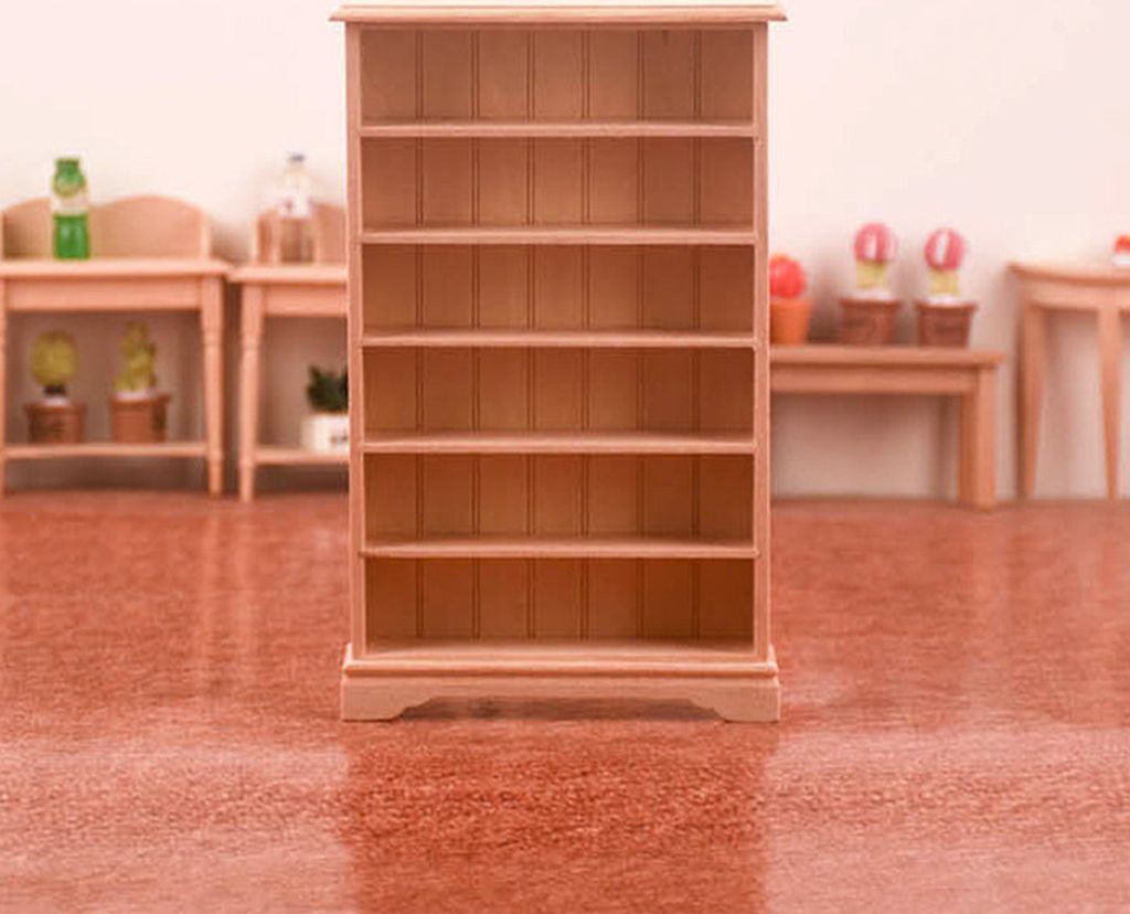 1/12 Dollhouse Bücherregal Realistisches unbemaltes dekoratives Holz Miniaturbuch -Getränke -Display Stand Model Mini -Zimmer -Dekor für Unterha...