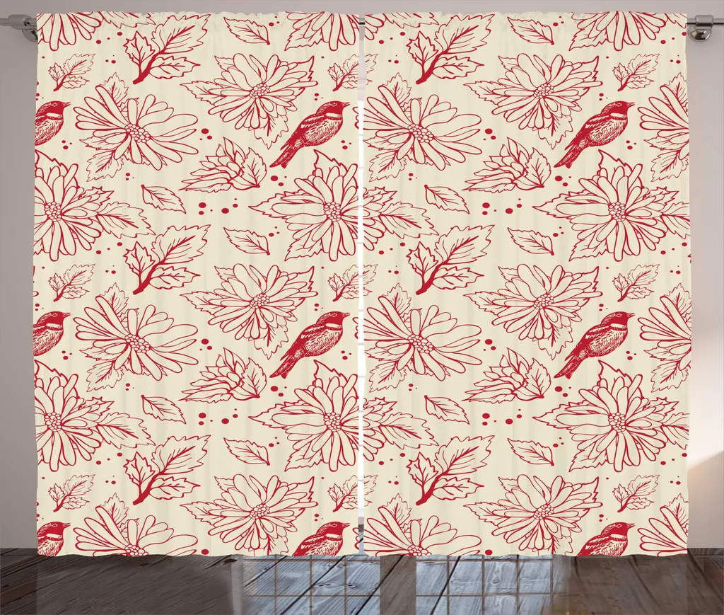 Rideau de Chambre à Coucher Style Rustique à Motifs Fleurs Rétro