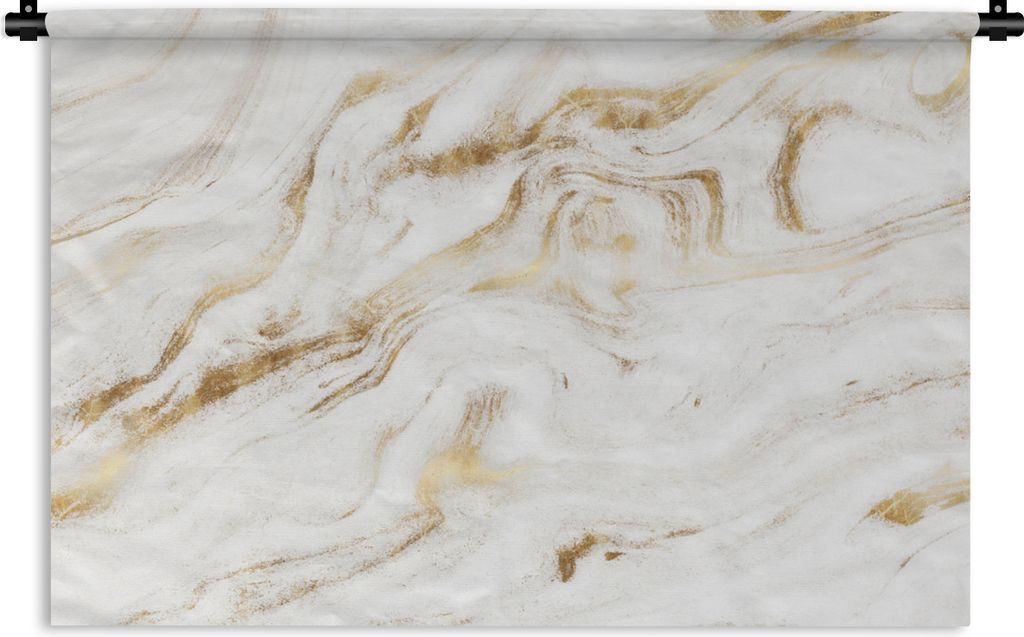 MuchoWow Wandteppich Wandbehang Marmor - Gold - Weiß 150x100 cm Tapisserie Dekoration Wandtuch - Waschbar - Tapisserien - Wand-Decke