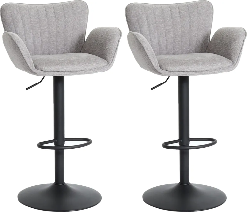 Tabourets de bar gris lot de 2 pour îlot central cuisine avec dossier