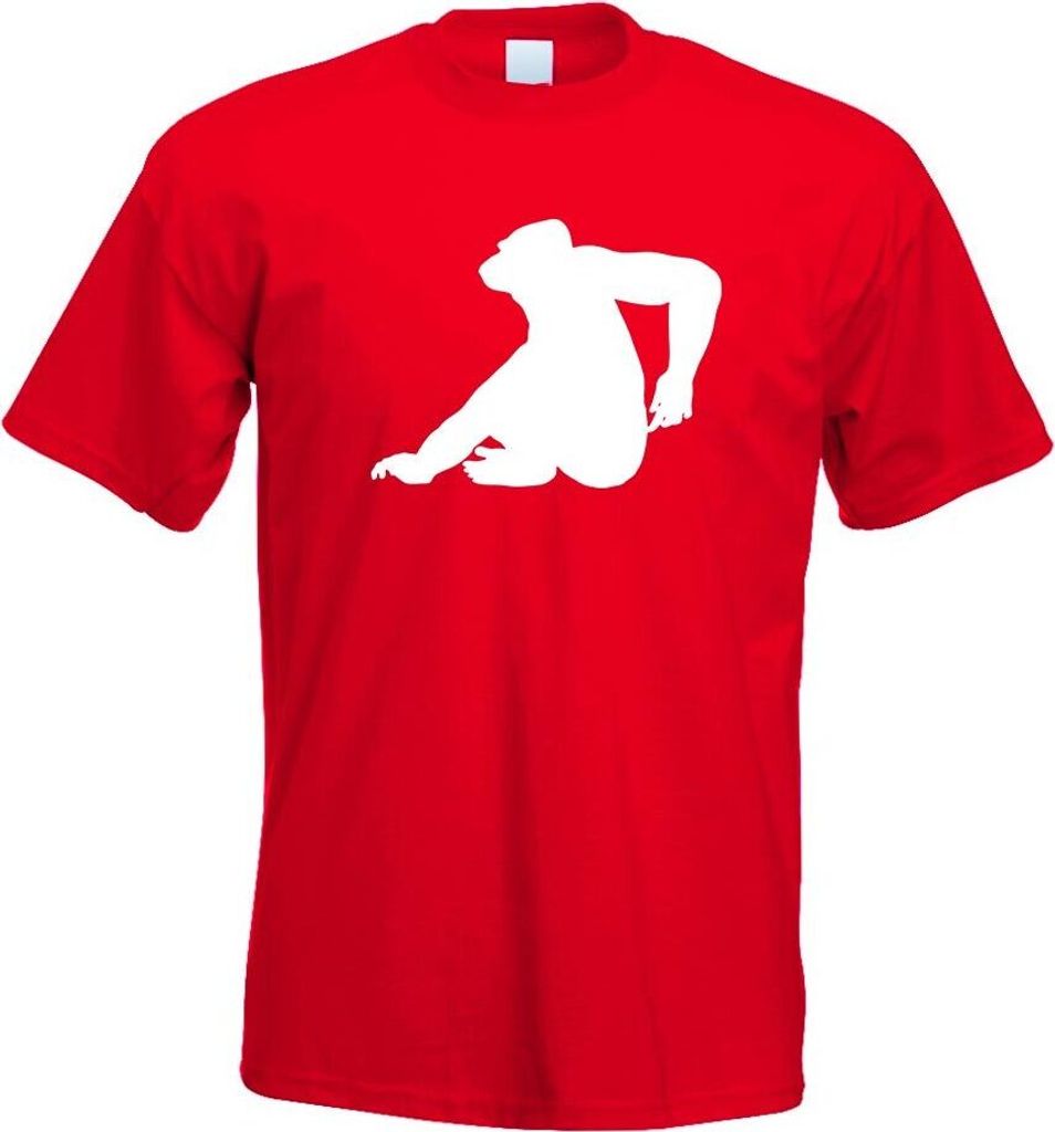 Kiwistar - T-Shirt - rot - AFFE - Motiv 2 - Gorillas Herren Funshirt Bedruckt Design Sprüche Spruch Motive - mit Motiv Bedruckt - Funshirt Design ...