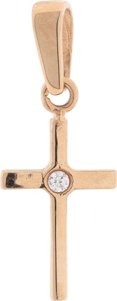 Kreuz-Anhänger aus 585 Rotgold mit einem Zirkonia, Gold Schmuck Damen