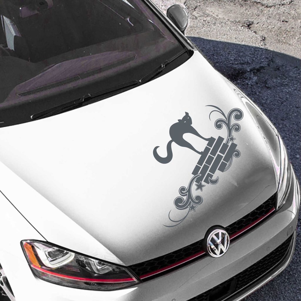 Aufkleber - Autoaufkleber Moonlight Kitty 104cm x 60cm anthrazit - Tuning Carystyling Heckscheibe Auto