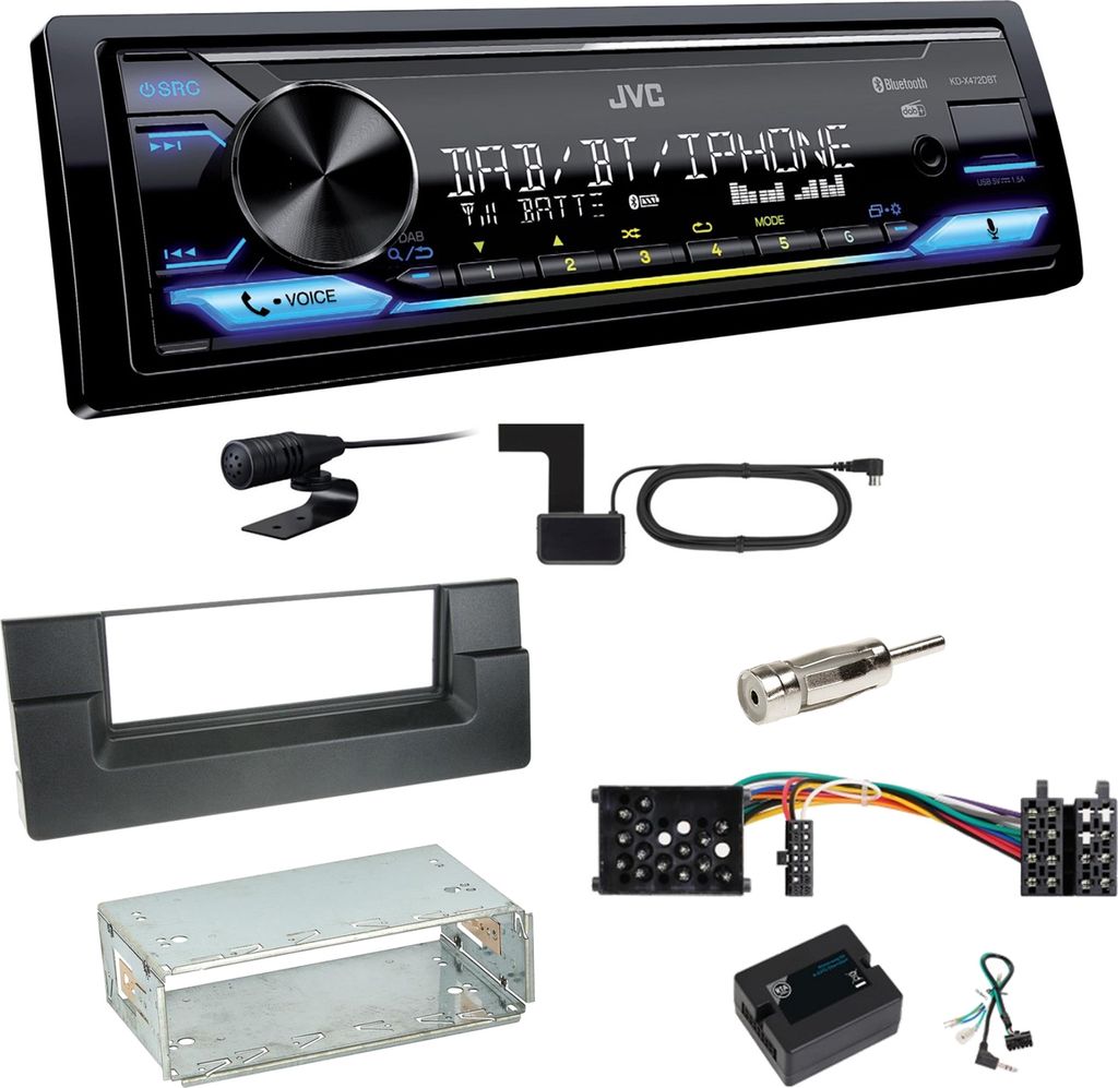 JVC KD-X472DBT Digitalradio USB MP3 FLAC Einbauset für BMW 5er E39 bis 09/2000