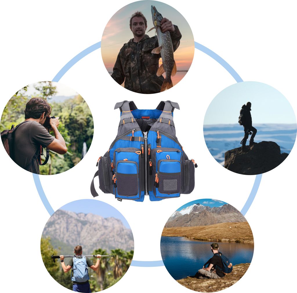 Outdoor Breathable Padded Fishing Life Vest Superior 209lb Bearing Life Safety Jacket Swimming Sailing Waistcoat Utility Vest Floatation Floating D...