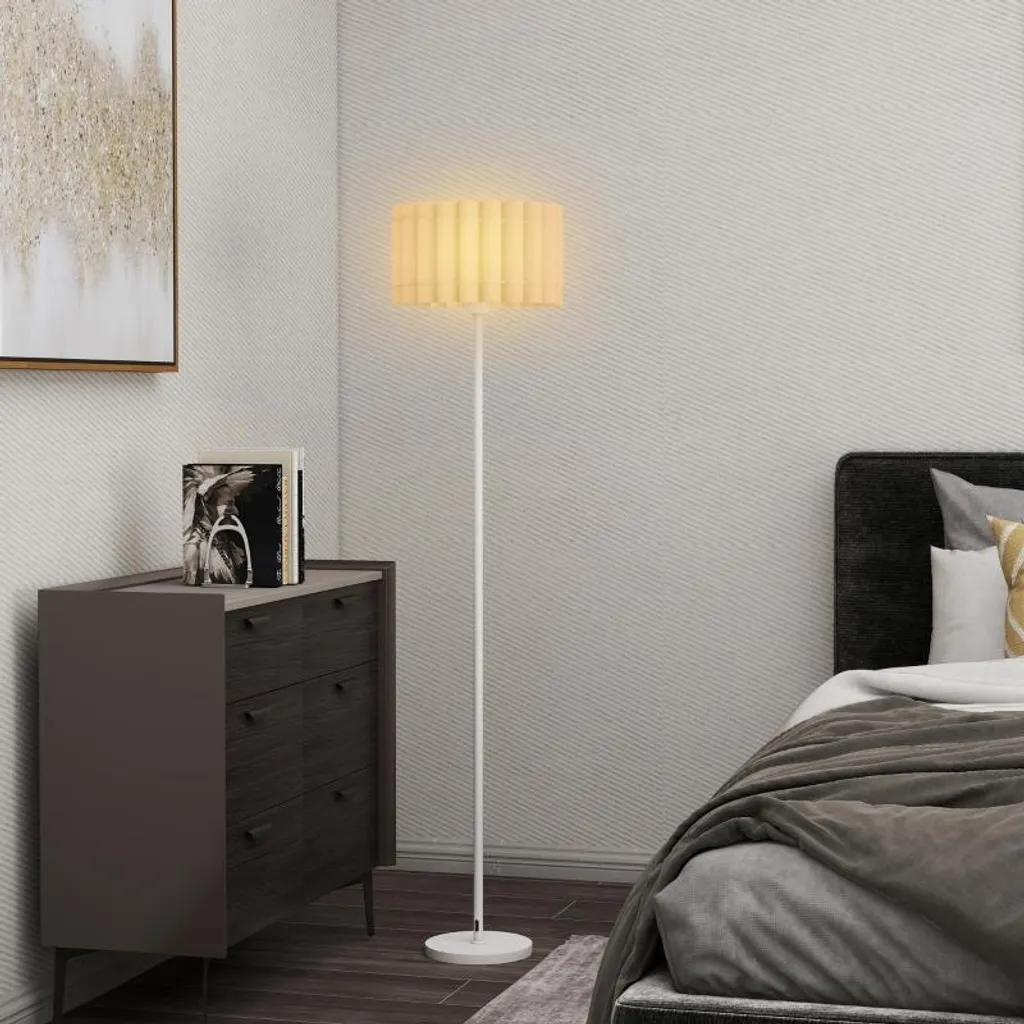Lampadaire pour Chambre et Salon Blanc avec Éclairage Doux et Douille E27